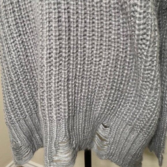 BKE Tattered Distressed Gray Sweater 	L Oversized - Picture 3 of 4